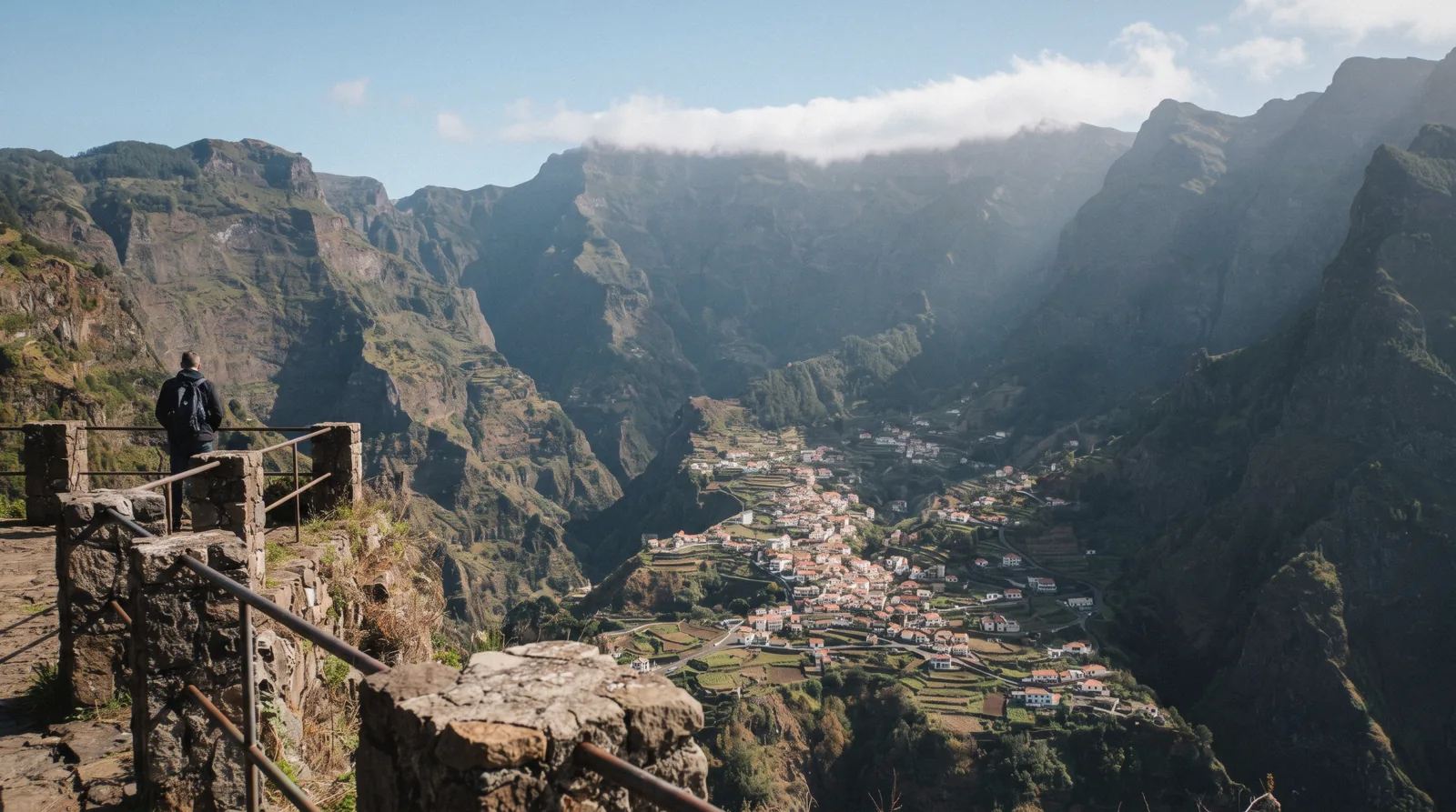 Curral das Freiras, Nun's Valley, seen from above in Madeira, Portugal