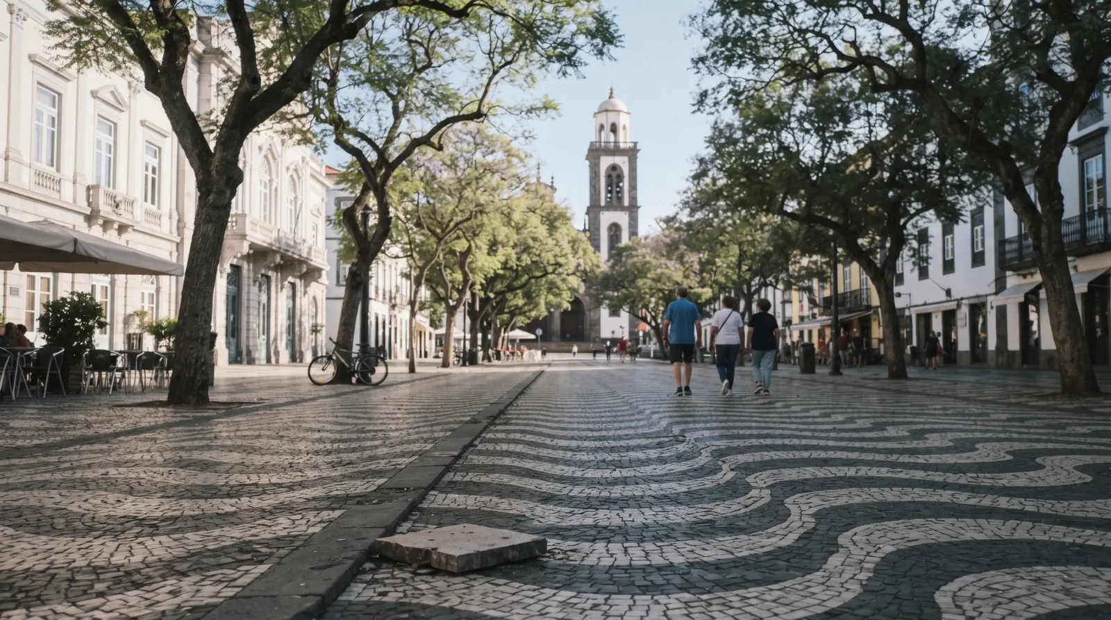 Funchal city centre viewed on a walking route through the lower town