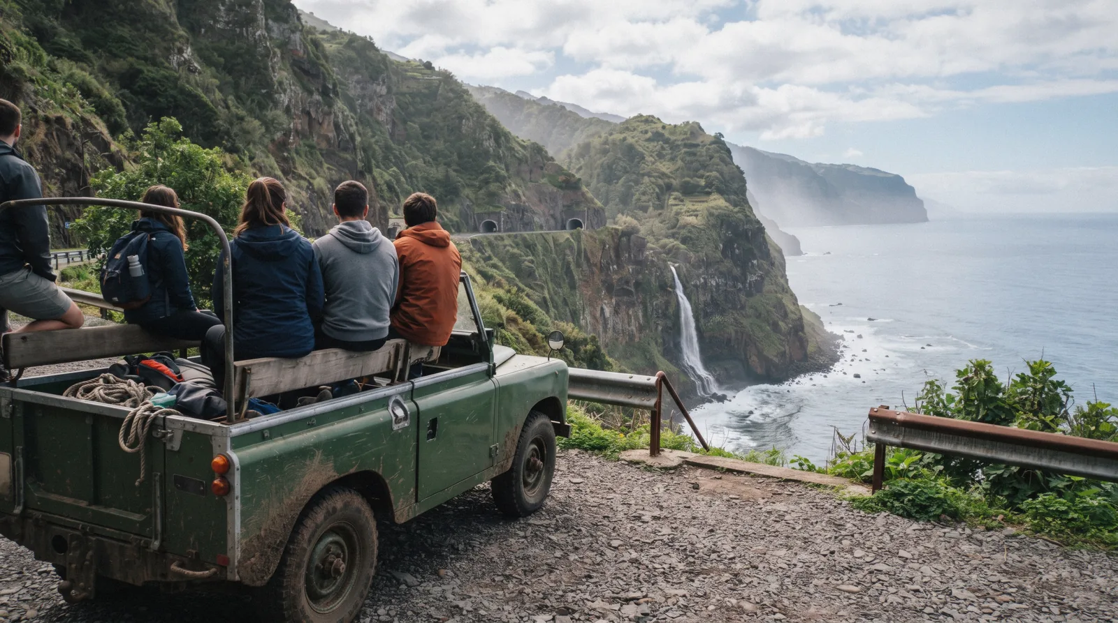 Madeira tours: an open-top jeep on a mountain road above the north coast