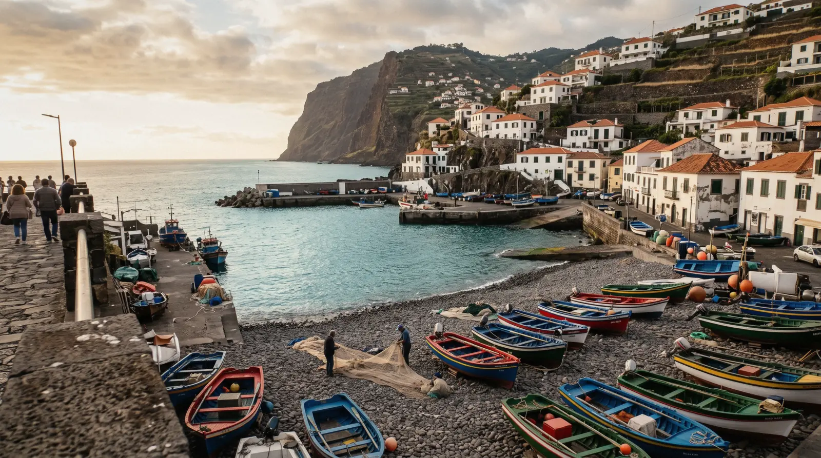 Fishing boats in the harbour of Câmara de Lobos, one of the Madeira towns west of Funchal